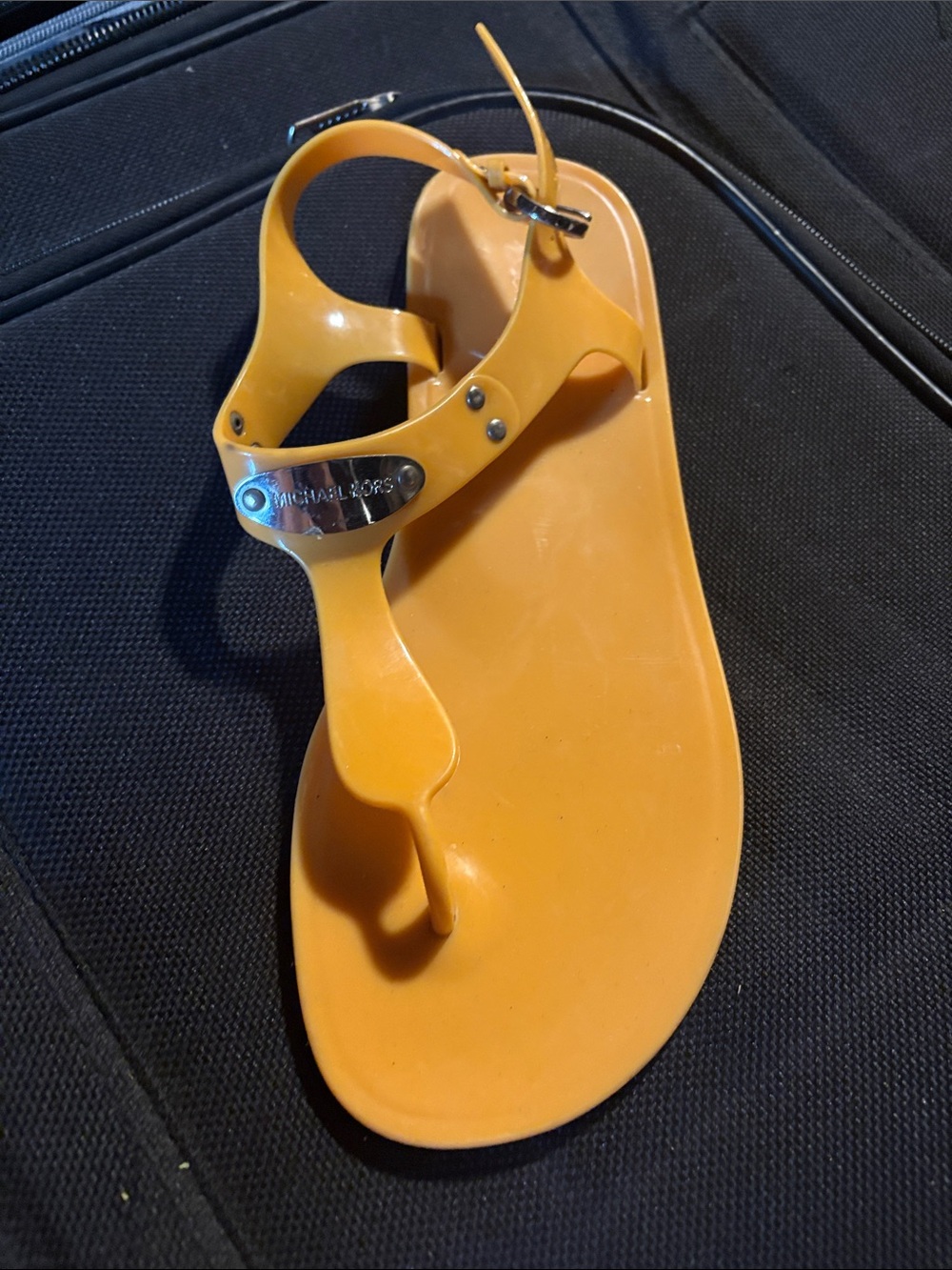 Michael Kors Orange Jelly Thong Sandals with Logo Plaque